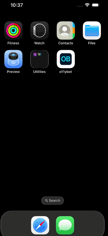 o11ybot iPhone App - Landing Screen